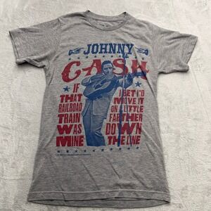 Johnny Cash Graphic T Shirt Small Short Sleeve Cotton Blend Gray Music Tee